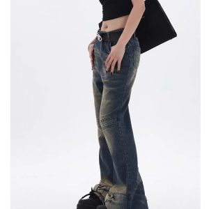 Y2K Vintage High Waisted Blue Jeans - Women's Streetwear Fashion 2024