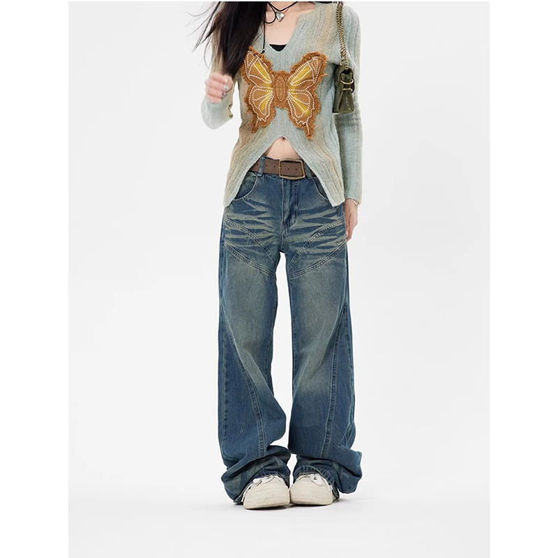 Y2K Vintage High-Waisted Wide Leg Jeans - Street Style Fashion Statement