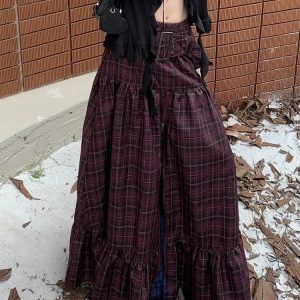 Y2K Vintage Plaid A-Line Skirt - 90s Grunge, Retro Summer, Pastel Goth, Y