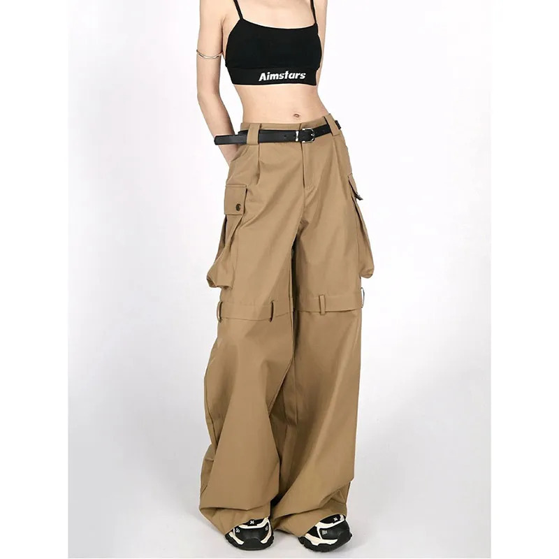 Y2K Vintage Pocket Sweatpants with Wide Leg and Fashion Straps