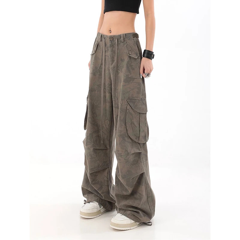 Y2K Vintage Street Style Wide Leg Cargo Pants for Women