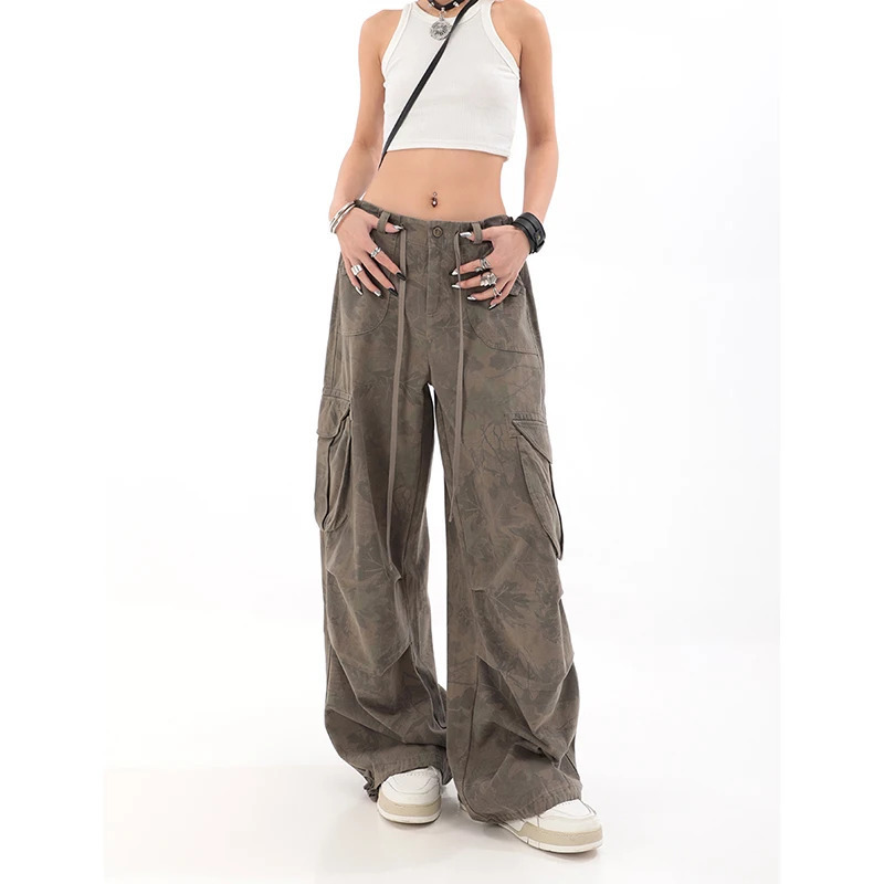 Y2K Vintage Street Style Wide Leg Cargo Pants for Women