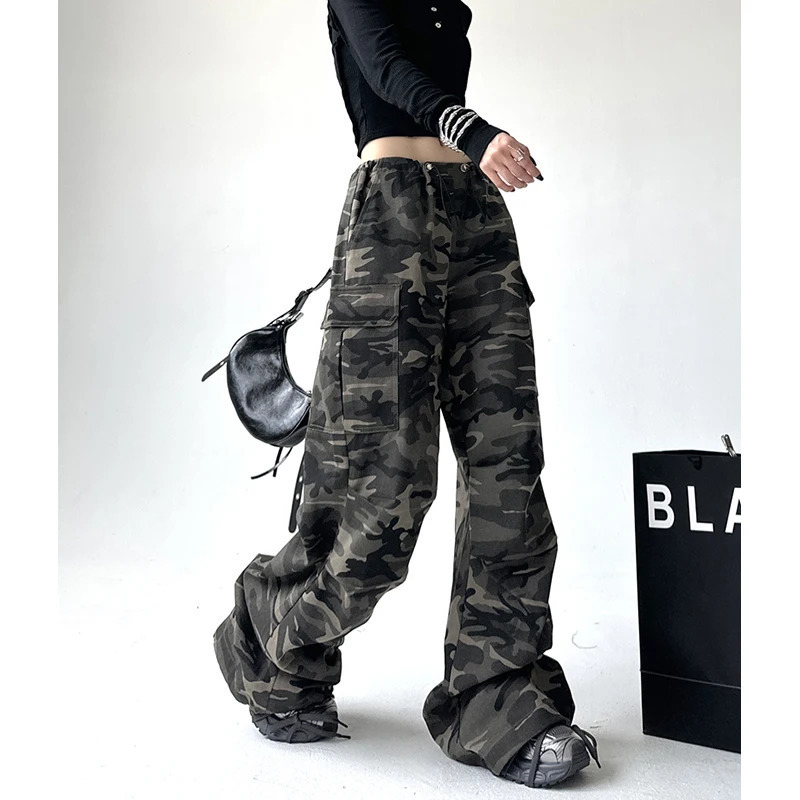 Y2K Vintage Street Style Wide Leg Cargo Pants for Women