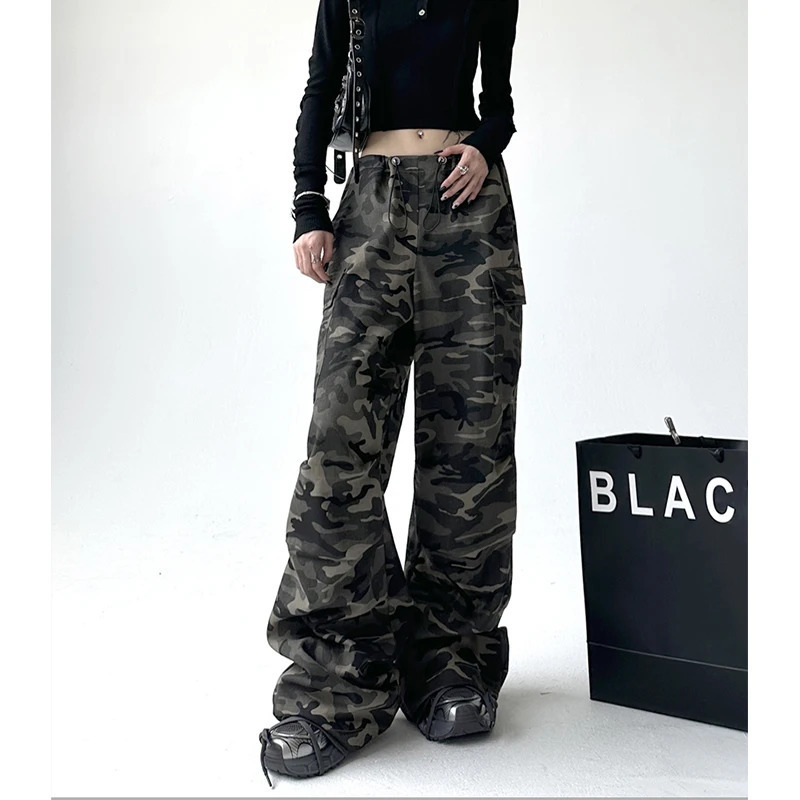 Y2K Vintage Street Style Wide Leg Cargo Pants for Women