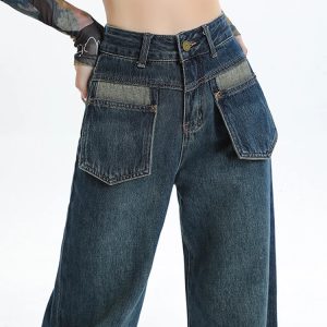 Y2K Vintage Street Style Wide Leg Jeans for Women