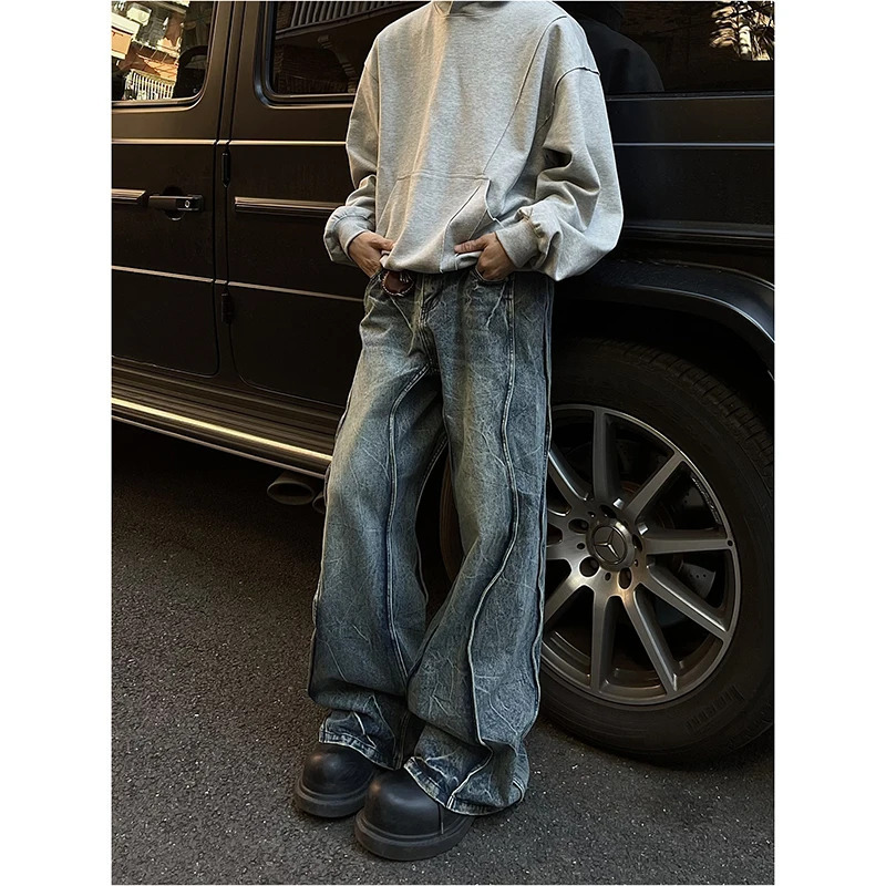 Y2K Vintage Streetwear High Waist Wide Leg Denim Pants