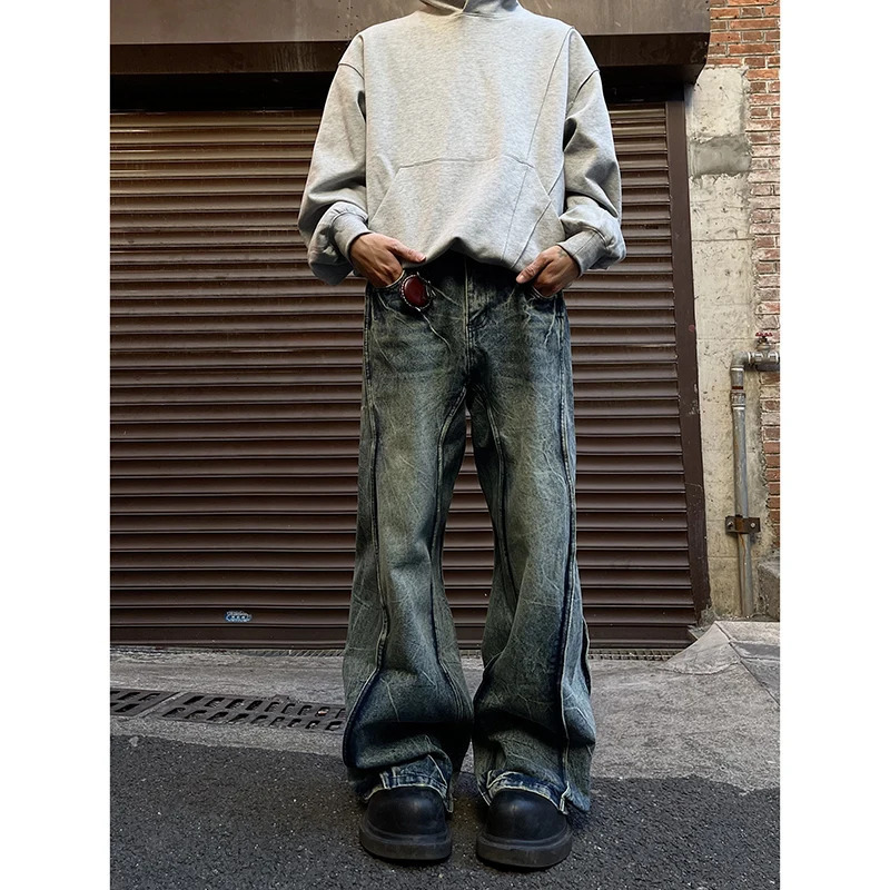 Y2K Vintage Streetwear High Waist Wide Leg Denim Pants