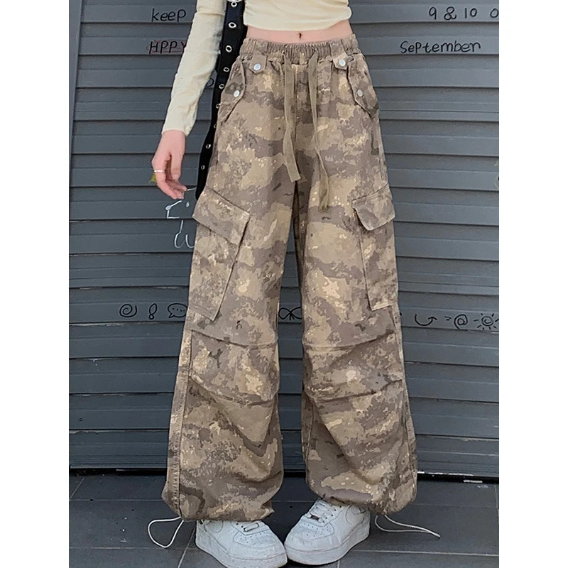 Y2K Vintage Tie Dye High Waist Straight Jeans - Women's High Street Style Denim Trouser