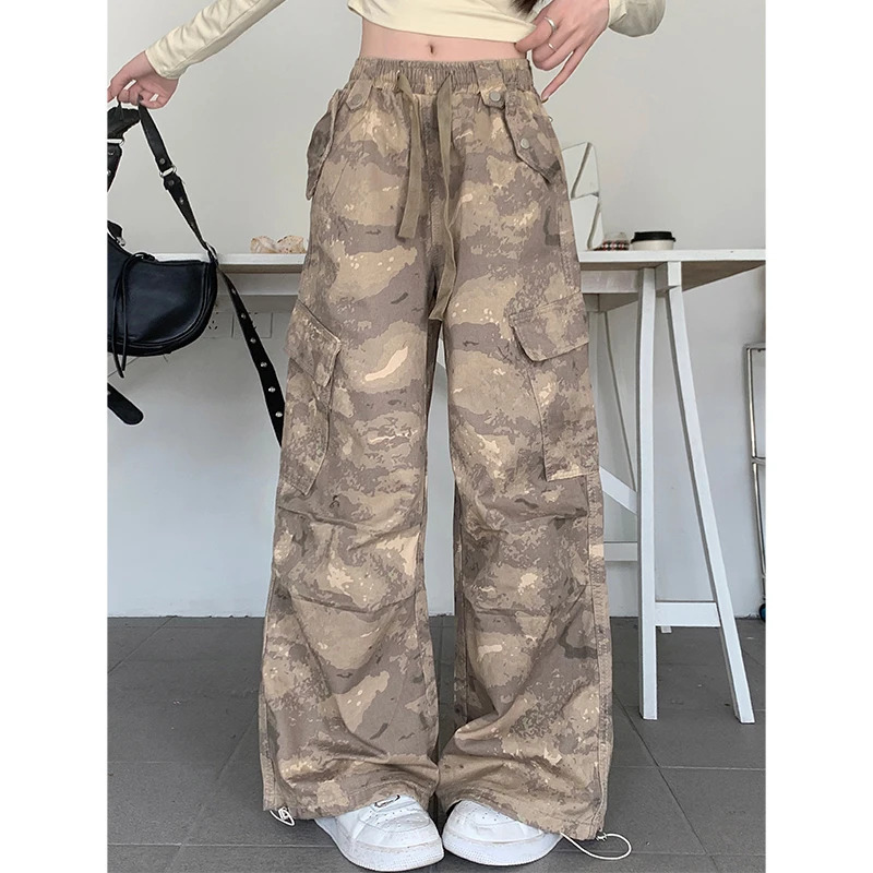 Y2K Vintage Tie Dye High Waist Straight Jeans - Women's High Street Style Denim Trouser