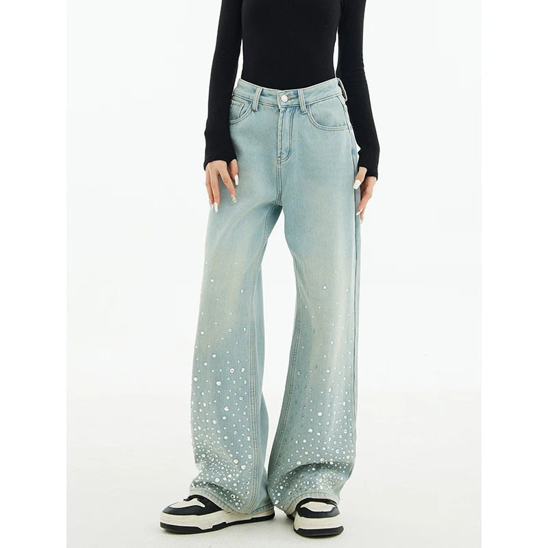 Y2K Vintage Wide Leg Jeans - High Waist Streetwear Denim Pants