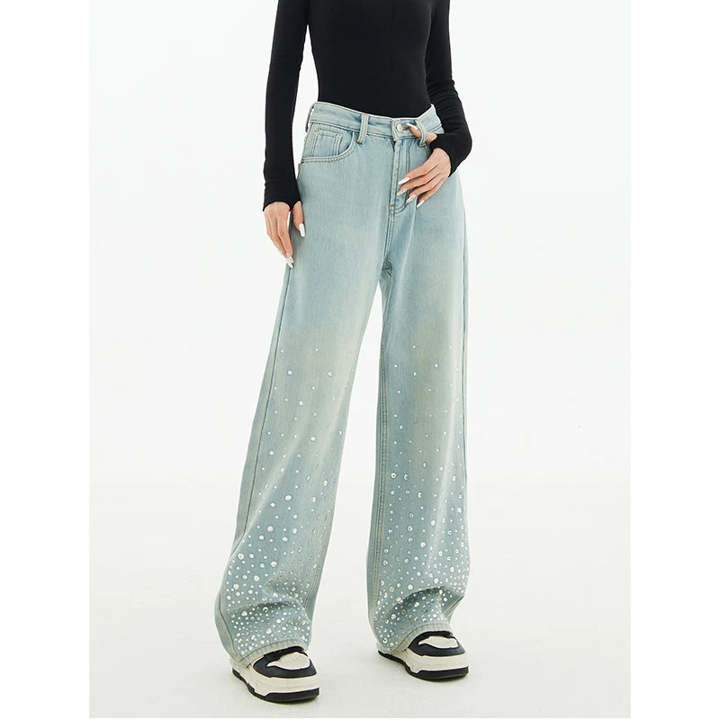 Y2K Vintage Wide Leg Jeans - High Waist Streetwear Denim Pants