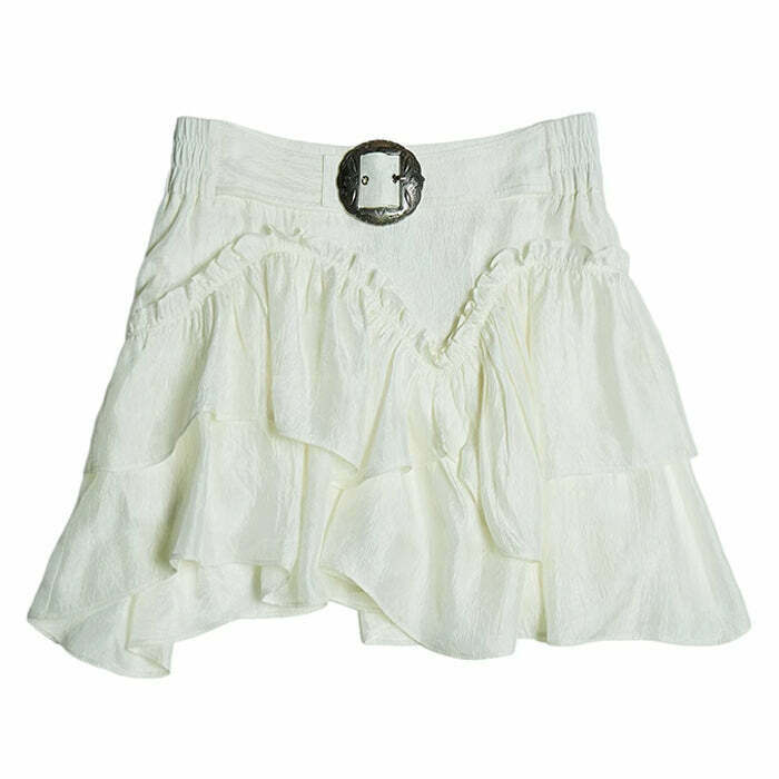 Y2K White Aesthetic Mini Skirt - Perfect for 90s Grunge, Summer, and Party Outfits