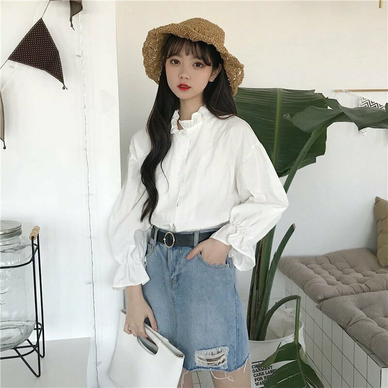 Y2K White Puff Sleeve Blouse - Retro 90s Grunge, Summer Party, and Club Outfits