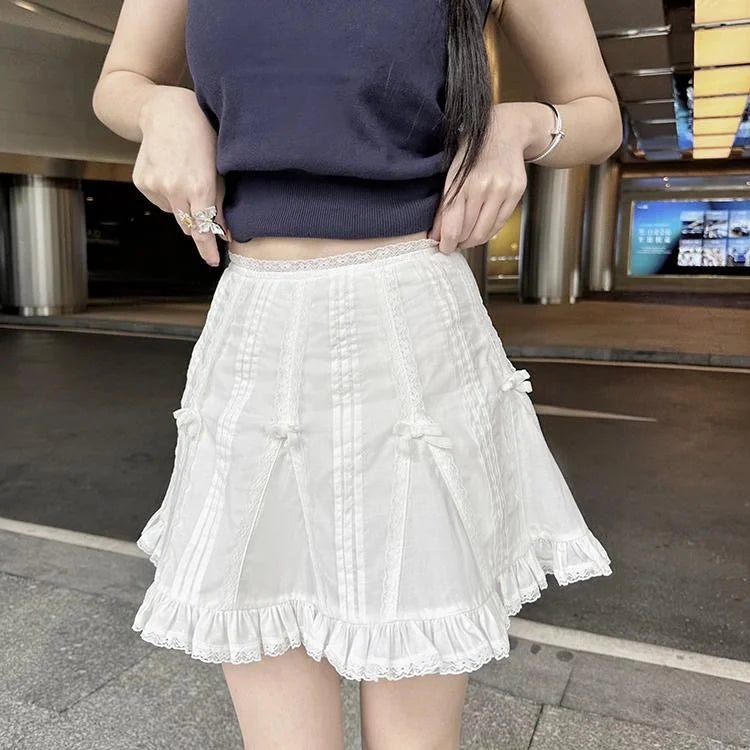 Y2K White Ruffle Mini Skirt - 90s Grunge, Retro Summer, Pastel Goth, Party &