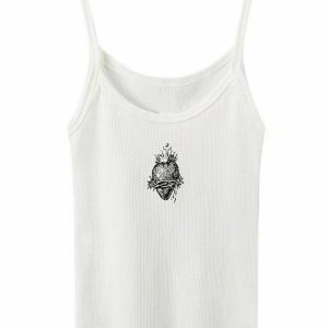 Y2K White Tank Top - Retro 90s Fashion, Grunge, Summer Outfits, Baby Tees, Club