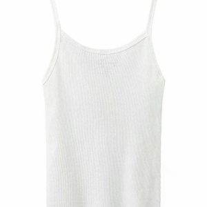 Y2K White Tank Top - Retro 90s Fashion, Grunge, Summer Outfits, Baby Tees, Club