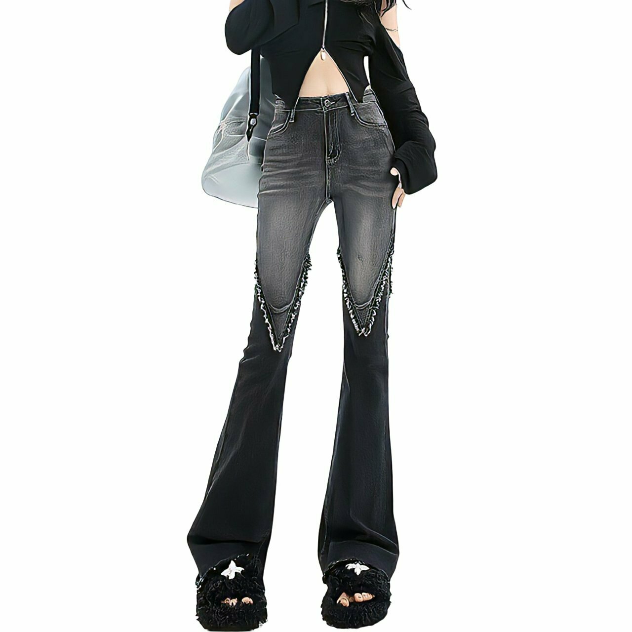 Y2K Wide Leg Flare Jeans - Retro 90s Grunge, Summer Y2K Outfits, Hip Hop