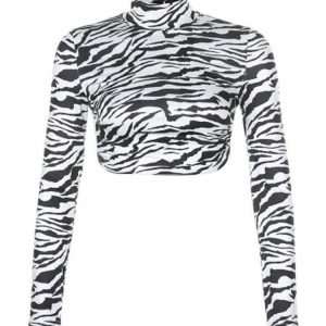 Y2K Zebra Print Backless Crop Top - 90s Grunge, Retro Summer, Party & Club Outfits