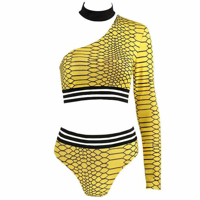 Yellow Snake Matching Set - Y2K Summer Outfits, 90s Fashion, Grunge, Retro Style, Y2