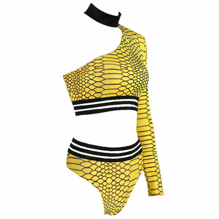 Yellow Snake Matching Set - Y2K Summer Outfits, 90s Fashion, Grunge, Retro Style, Y2